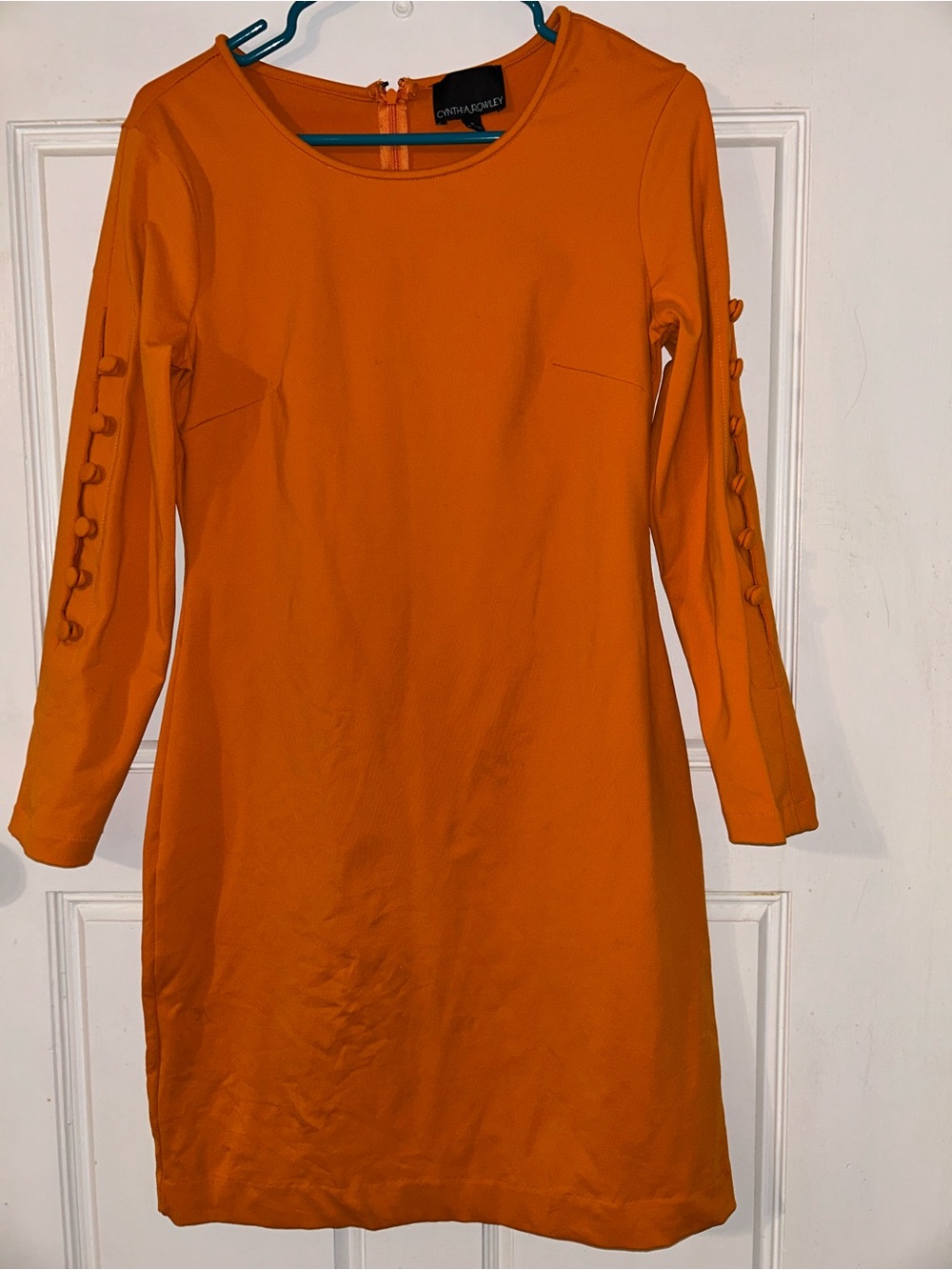Cynthia Rowley Bright Orange Long-Sleeve Shift Dress